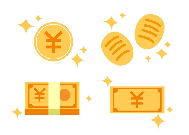 Pila di yen giapponese valuta realistica moneta d'oro segno di denaro illustrazione vettoriale