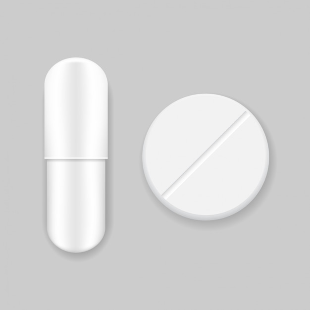 Pillola e compressa bianche di vettore