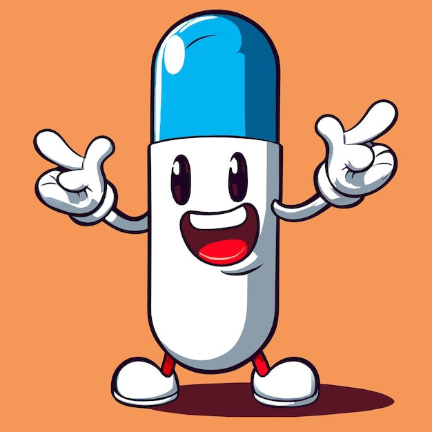Pillola rossa pillola blu disegnata a mano piatta elegante mascotte personaggio di cartone animato disegno adesivo icona concetto