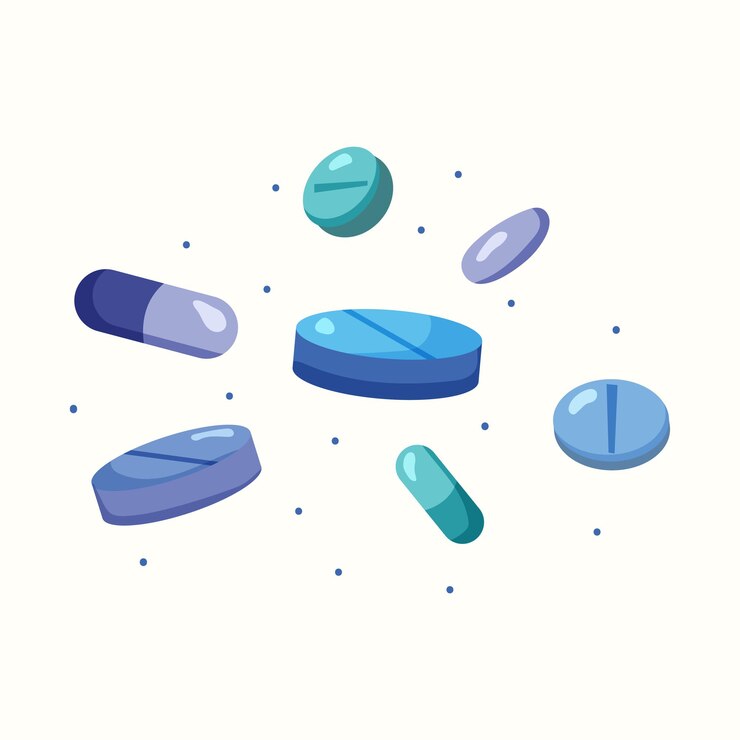 Vettore pillole di medicina. illustrazione vettoriale in stile piatto