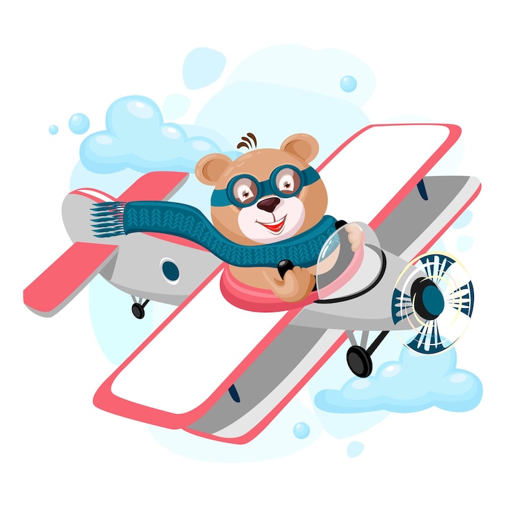 Vettore pilota di aeroplano orsacchiotto