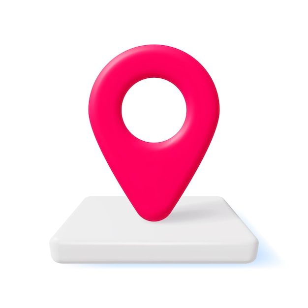 Pin della mappa della posizione 3D isolato su bianco