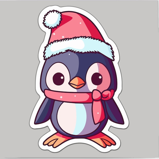 Pinguino di Natale cartone animato adesivo pinguino di Natale nella decorazione adesivi cappello Collezione invernale