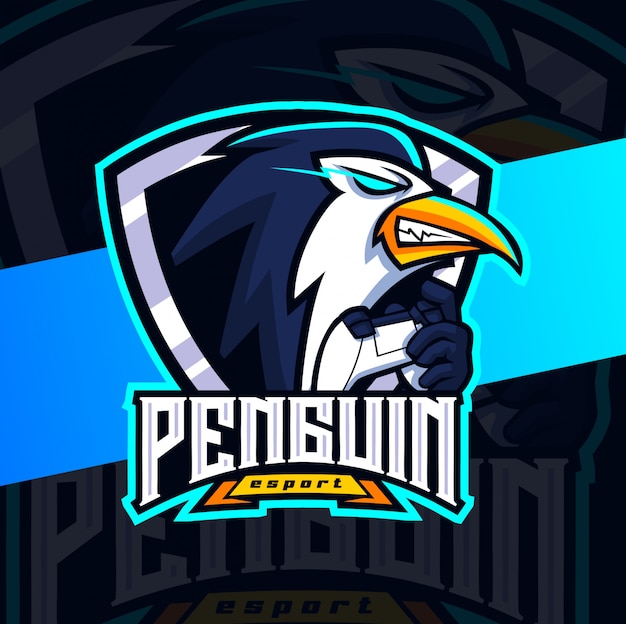 pinguino mascotte esport logo design