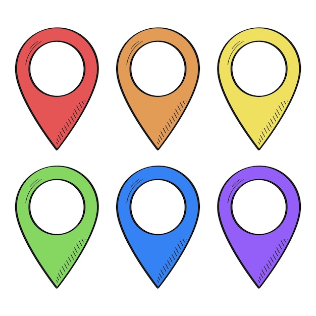 Pini di posizione di riempimento a colori disegnati a mano