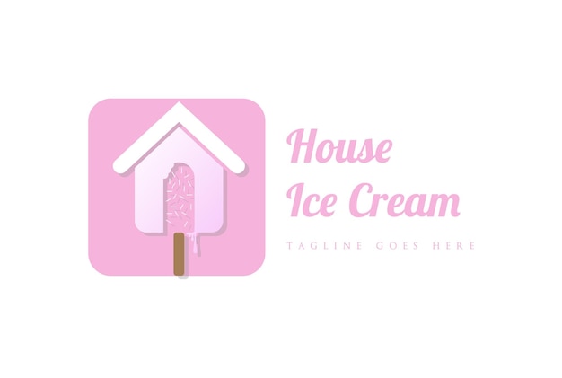 Pink Sweet Ice Cream House per il supporto del prodotto Boot Shop Logo Design Vector