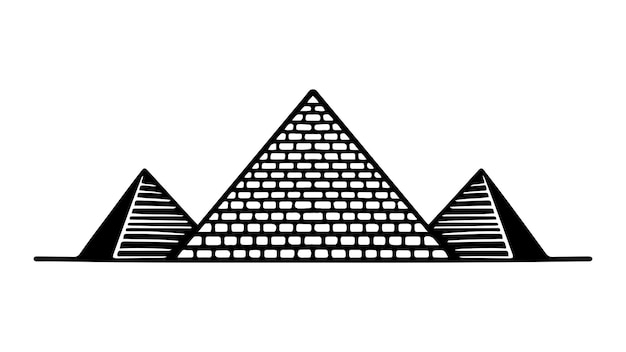 Piramide antico edificio in bianco e nero illustrazione vettoriale semplice