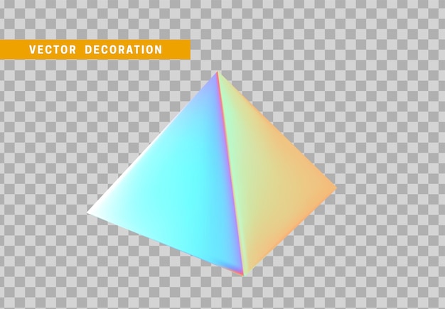 Piramide isolata con sfumatura di colore camaleonte ologramma colorato. Forma geometrica degli oggetti 3d. illustrazione vettoriale