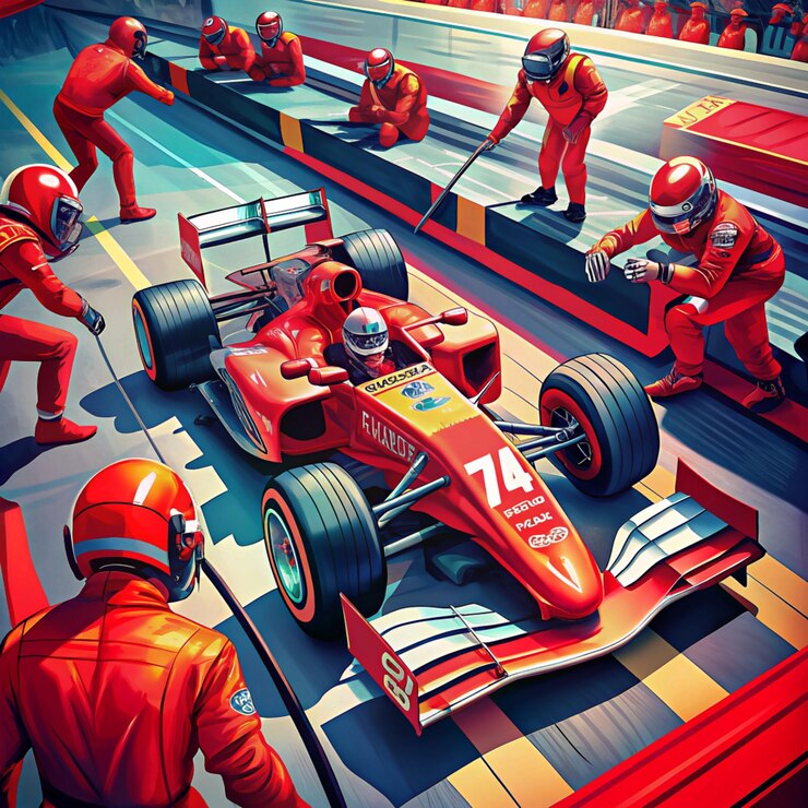 Vettore pit stop per le vetture di formula 1