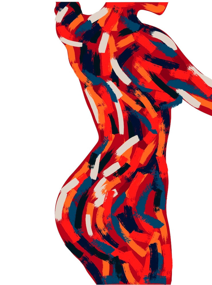 Vettore pittura a olio del corpo della donna illustrazione disegnata a mano del tratto di pennello