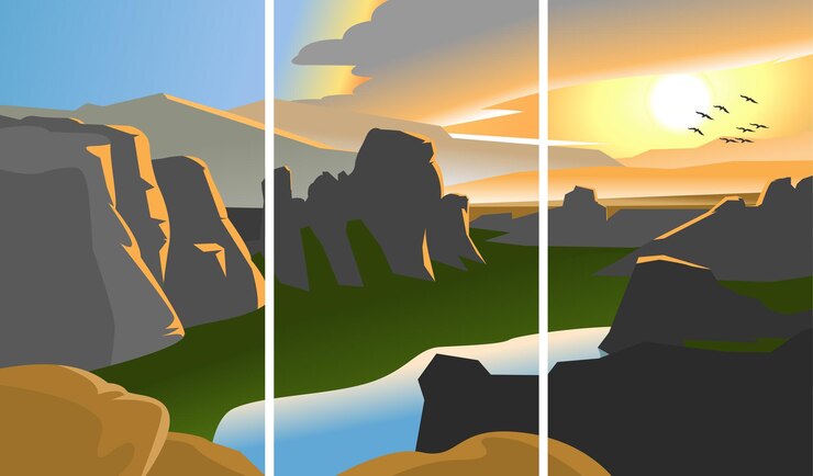 Vettore pittura astratta del tramonto per carta da parati e illustrazione vettoriale interna