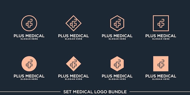 più logo medico bundle concetto vettoriale simbolo universale Premium