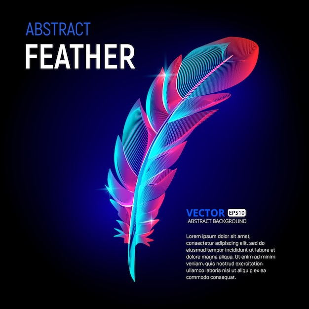 piuma colorata o soffice plumelet con forme astratte geometria linee trama e contorno onde sfumate