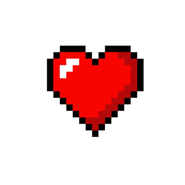 pixel art icona cuore vettoriale 8 bit