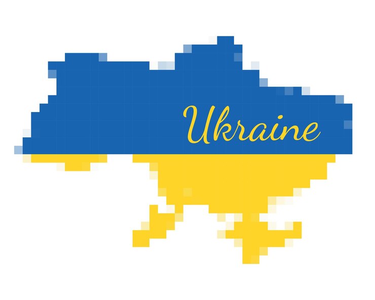 Vettore pixel art mappa ucraina illustrazione vettoriale