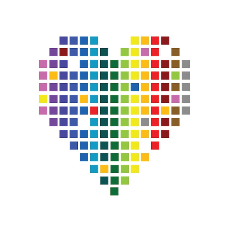 Vettore pixel di cuore rosso per il vettore del giorno di san valentino