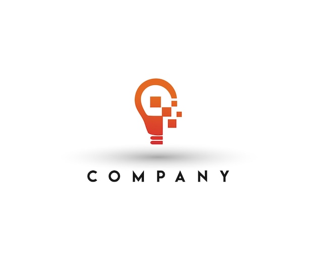 Pixel Ideas Logo Modern Tech Bulb logo design concept