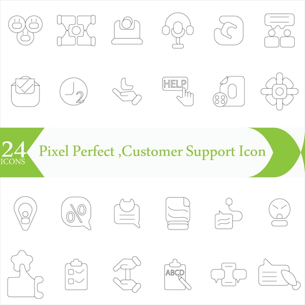 Pixel Perfect Customer Support Icon Set Icone coinvolgenti e chiare per migliorare l'assistenza agli utentiInterfacce di chat CRM dei call center