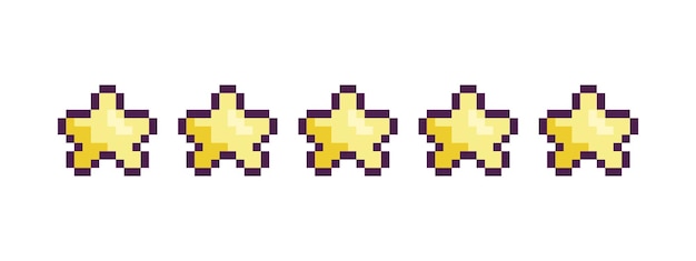 Pixel star rating Icona pixel y2k retrò a 8 bit su uno sfondo completamente bianco