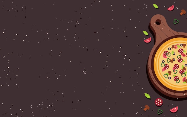 Pizza banner o sfondo pizza sul tabellone Illustrazione vettoriale