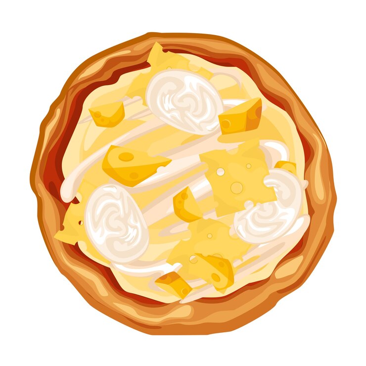 Vettore pizza calda e succosa di formaggio, illustrazione vettoriale isolata