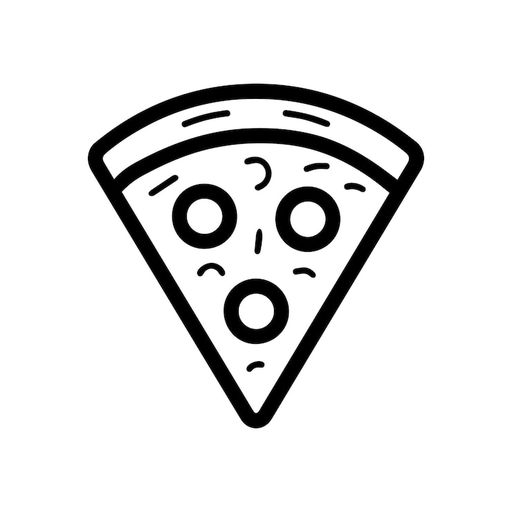 Vettore pizza food icon cuoco contorno e colore del design caldo del pomodoro