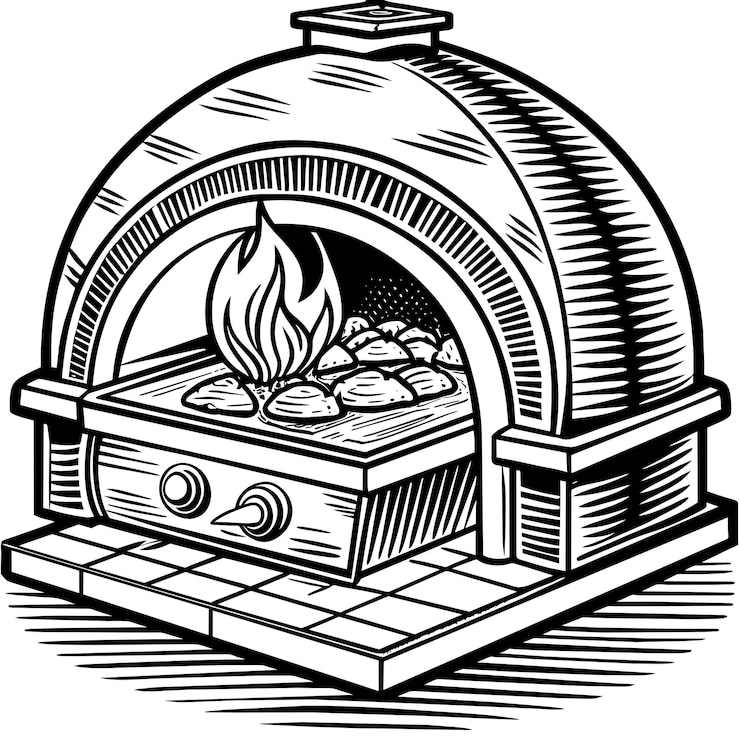 Vettore pizza forno illustrazione grafica vettoriale formato file sorgente eps progettazione di icone a scala senza perdite