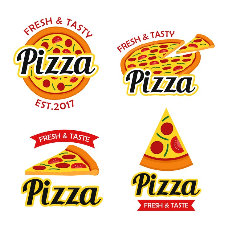 Pizza Logo Design Vector Set