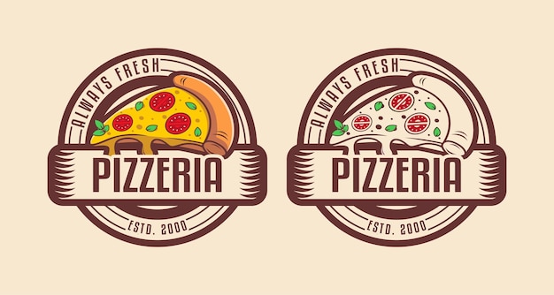 Pizzeria logo emblema adesivo badge banner illustrazione vettoriale buono per ristorante italiano