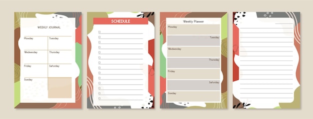 Planner settimanale e modello di taccuino