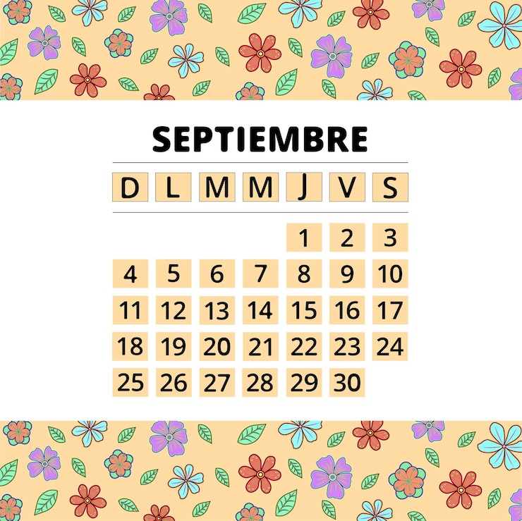 Vettore plantilla del calendario corrispondente al mese di settembre del 2022