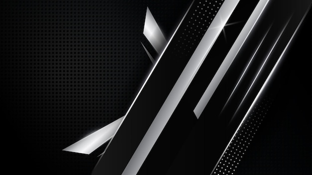 Platino nero scuro con linee curve geometriche d'argento Il fondo di vettore modella il design di lusso moderno