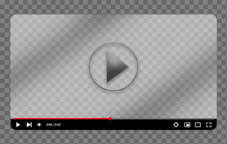 Vettore player video trasparente con pulsante di riproduzione