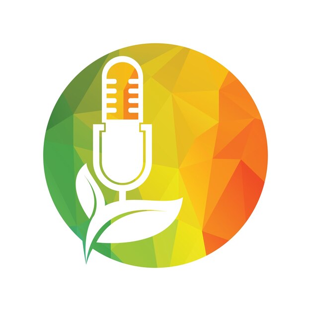 Podcast leaf nature ecology vector logo design