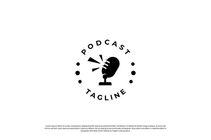 Podcast logo design podcast emblema modello podcast vintage