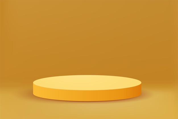 Podio giallo 3d su sfondo giallo
