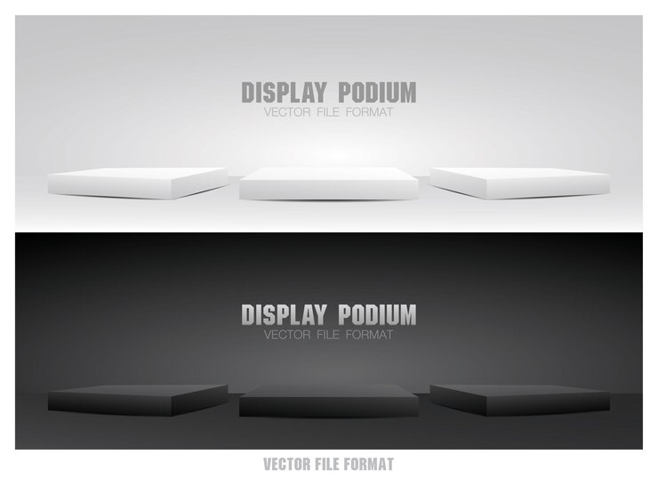 podio minimo di visualizzazione bianco e nero set 3d illustrazione vettore per mettere l'oggetto
