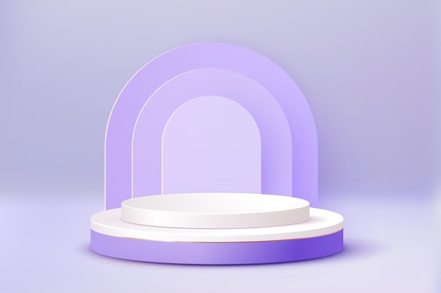 Podio viola di lusso Sfondo scena astratta Presentazione del prodotto mock up show prodotto cosmetico Podio vuoto piedistallo palco o piattaforma 3D Vector