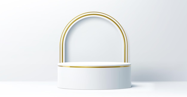 Podium bianco del prodotto con grande palco ad arco dorato