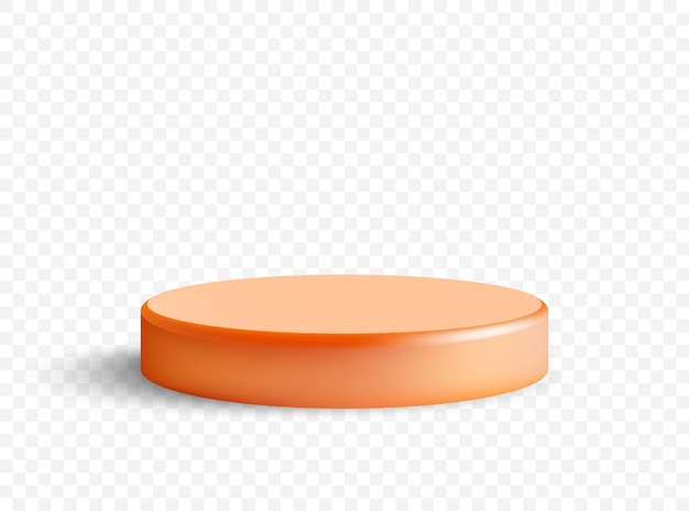 Podium cilindrico arancione realistico 3D su sfondo bianco Vetrina del palco