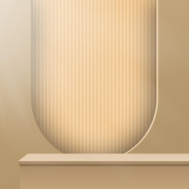 Podium di colore crema e minimale scena murale di color crema Podium 3D minimo sfondo astratto Vettore
