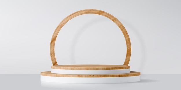 Podium di prodotto in legno con arco rotondo 3D