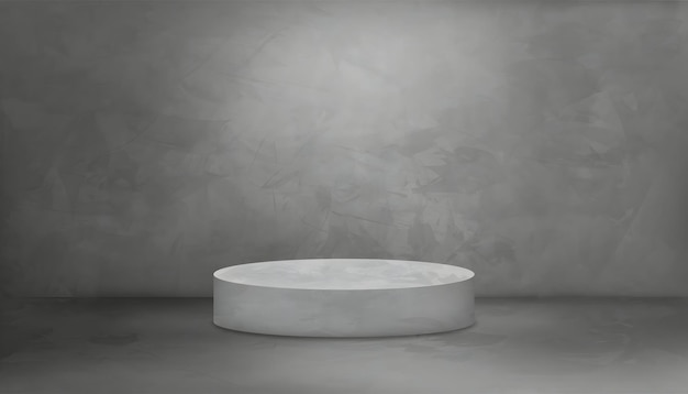 Podium grigio vuoto minimalista per l'esposizione dei prodotti