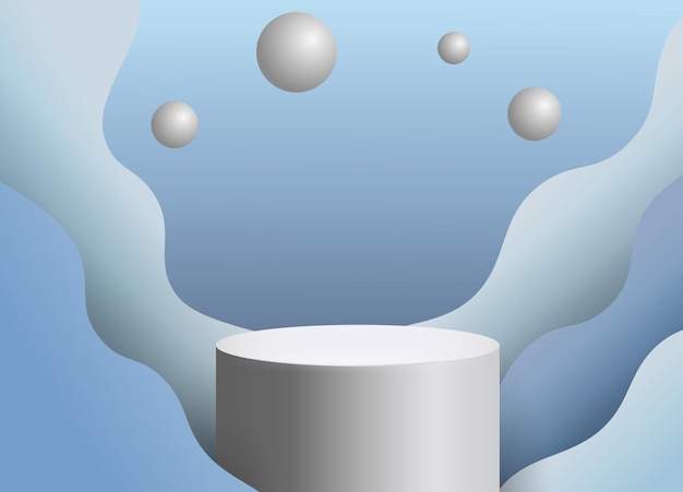Podium vuoto piattaforma blu palcoscenico di prodotto piedistallo pastello rendering di scena minima astratta modello di banner pastello minimo prodotto di presentazione vuoto sfondo geometrico vettoriale