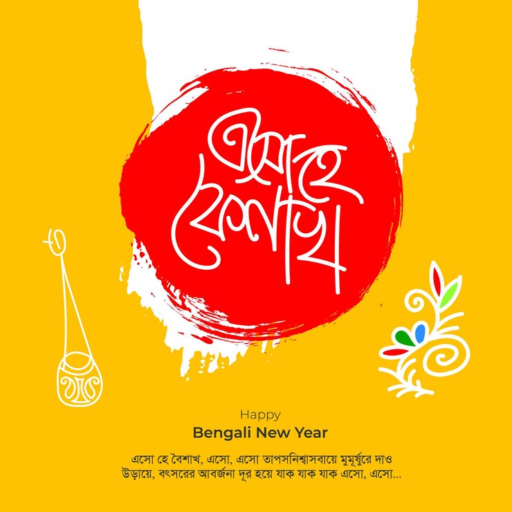 Pohela boishakh bengali Capodanno Suvo Noboborsho bangla tipografia illustrazione