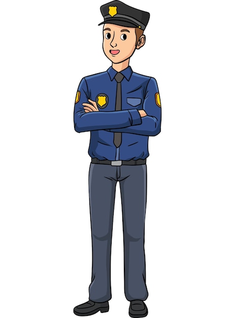 Poliziotto cartone animato colorato clipart illustrazione