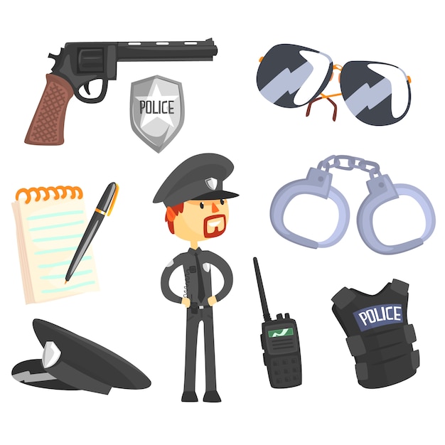 Poliziotto professionista e suoi strumenti
