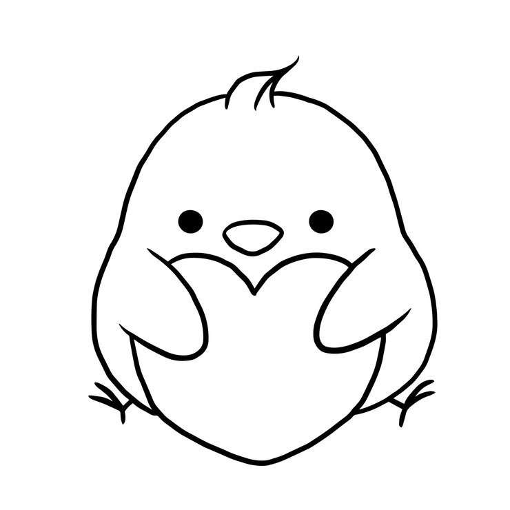 pollo cartone animato animale carino kawaii doodle colorazione pagina disegno