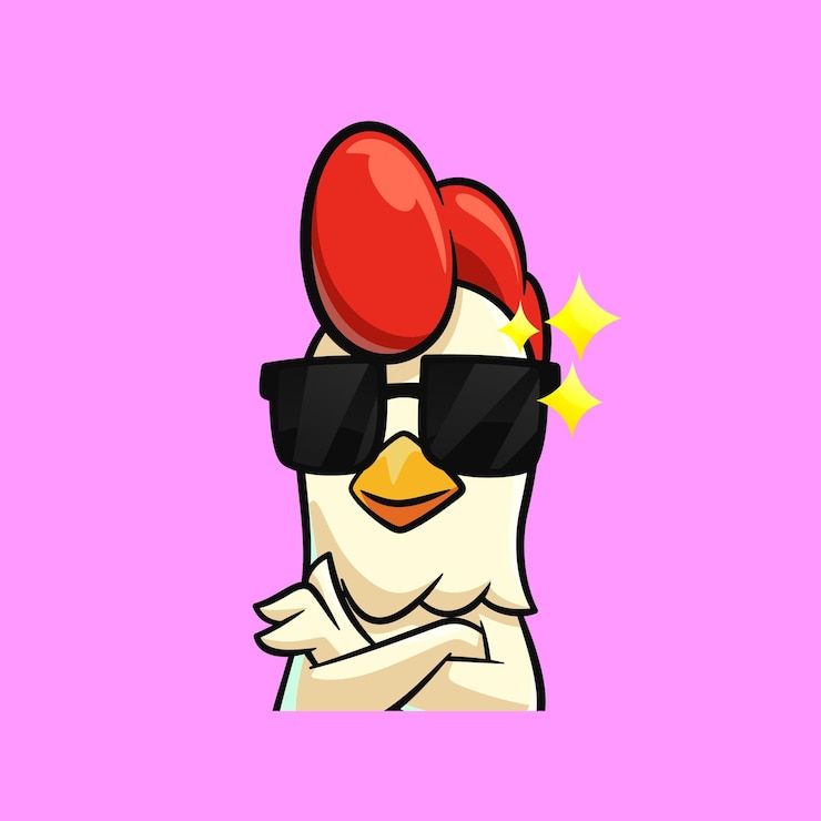 Vettore pollo di cartoni animati con occhiali da sole