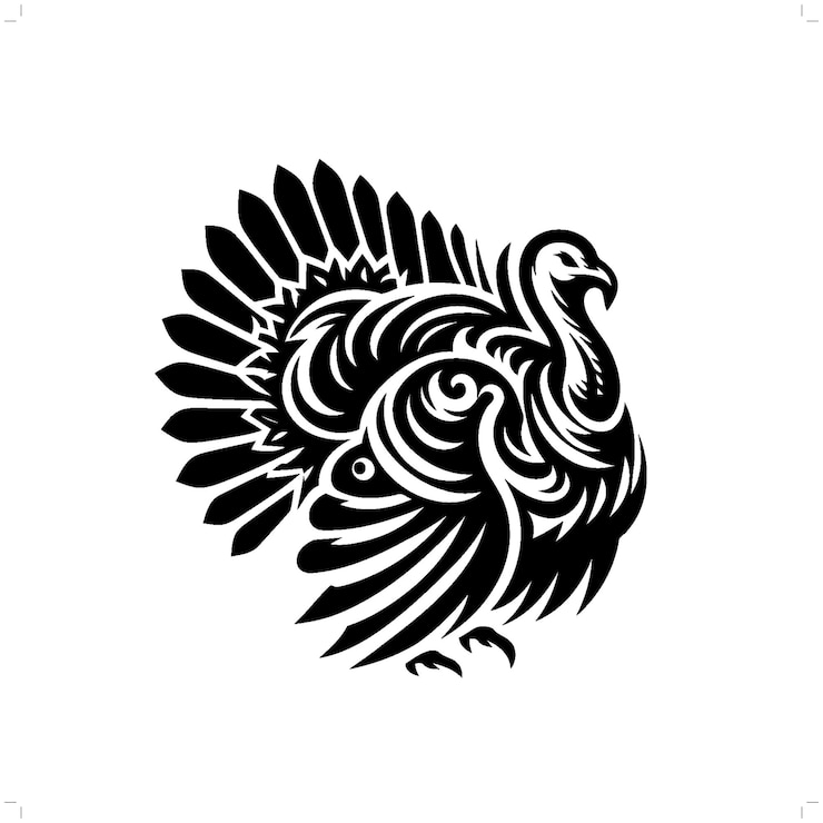 Vettore pollo di tacchino in moderno tatuaggio tribale astratto linea arte di animali contorno minimalista vettore
